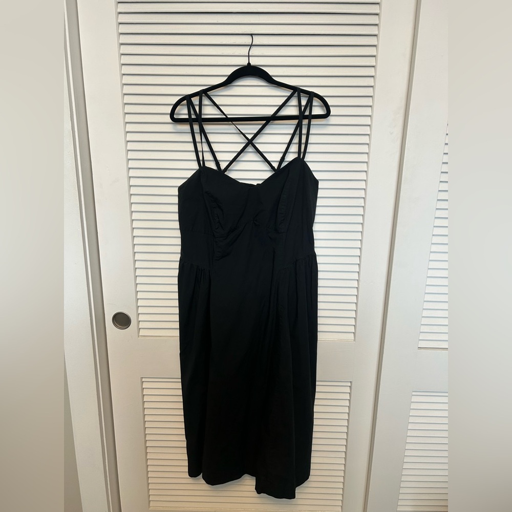 100% Cotton Drop Waist Corset black Midi Dress A New Day